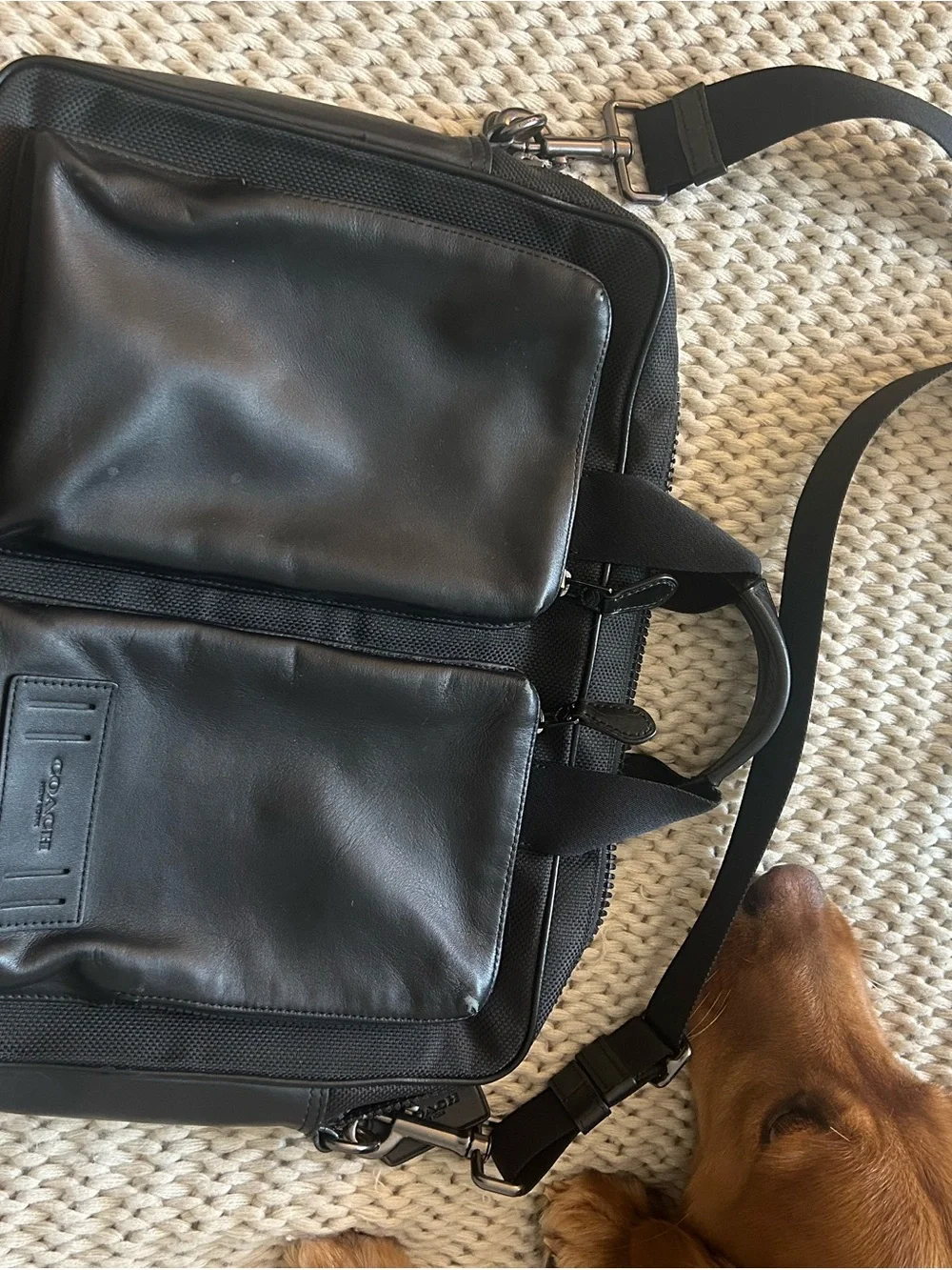 Coach Black Men's Dual-Pocket Laptop Briefcase
